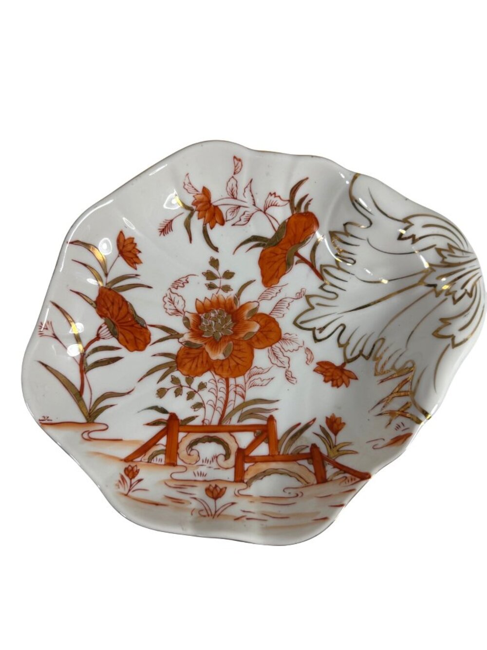 Vintage Japanese Andrea by Sadek Hand-painted Porcelain Gilded Floral Candy Dish
